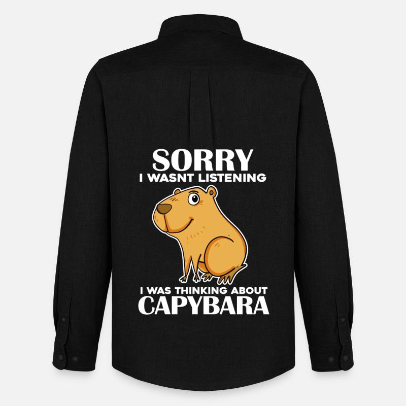 Capybara - Männer Oxford Hemd von Stanley/Stella - Schwarz