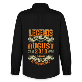 2018 August Birthday Legend - Men's Oxford Shirt by Stanley/Stella - black - Back - AI Model Male 185 dark (185cm)