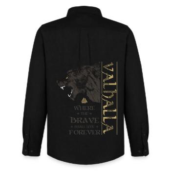 Valhalla Wikinger Bär Grizzlybär Wotansknoten - Männer Oxford Hemd von Stanley/Stella - Schwarz - Hinten - AI Model Male 185 dark (185cm)