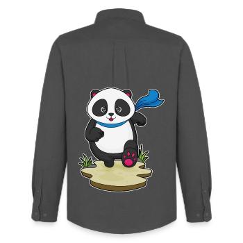 Panda Jogger Joggen Sport - Männer Oxford Hemd von Stanley/Stella - Anthrazit - Hinten - AI Model Male 185 dark (185cm)