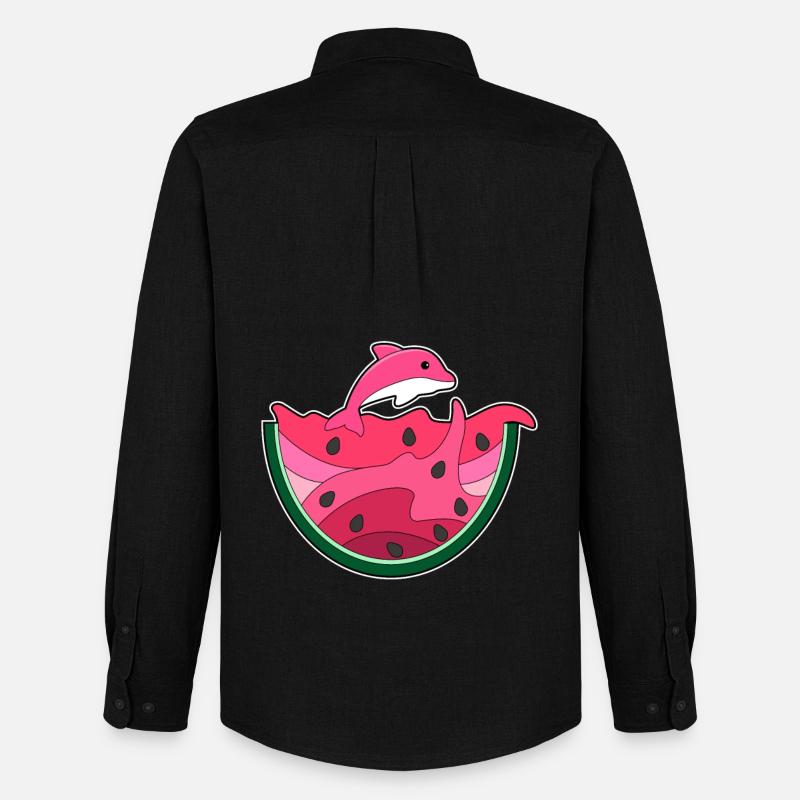 Delfin Wassermelone - Männer Oxford Hemd von Stanley/Stella - Schwarz