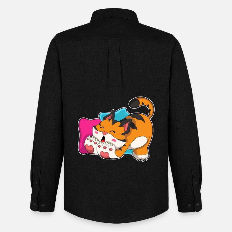 Tiger müde - Männer Oxford Hemd von Stanley/Stella - Schwarz