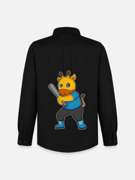 Giraffe Baseball Baseball Bat - Men's Oxford Shirt by Stanley/Stella - black
