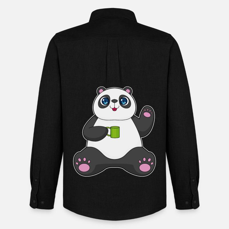 Panda Becher - Männer Oxford Hemd von Stanley/Stella - Schwarz