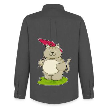 Cat Umbrella - Men's Oxford Shirt by Stanley/Stella - anthracite - Back - AI Model Male 185 dark (185cm)