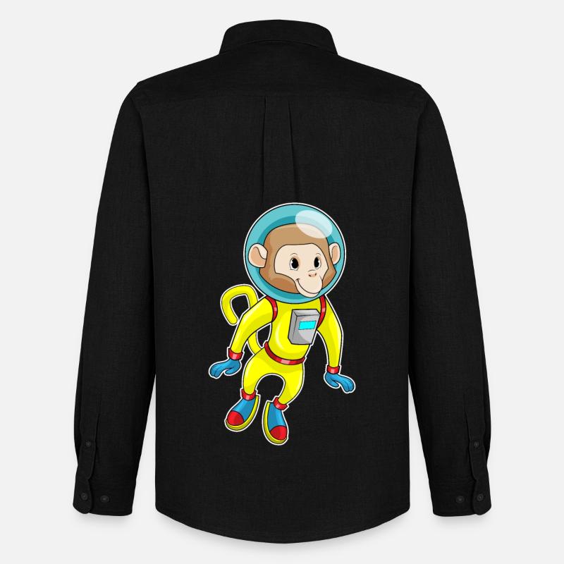 Affe als Astronaut - Männer Oxford Hemd von Stanley/Stella - Schwarz