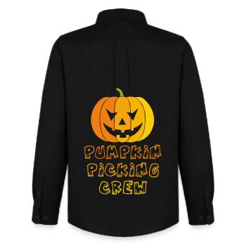 Pumpkin picking crew - Männer Oxford Hemd von Stanley/Stella - Schwarz - Hinten - AI Model Male 185 dark (185cm)