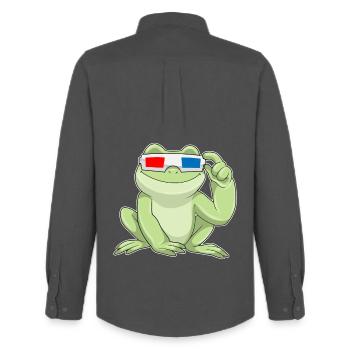 Frog Glasses - Men's Oxford Shirt by Stanley/Stella - anthracite - Back - AI Model Male 185 dark (185cm)