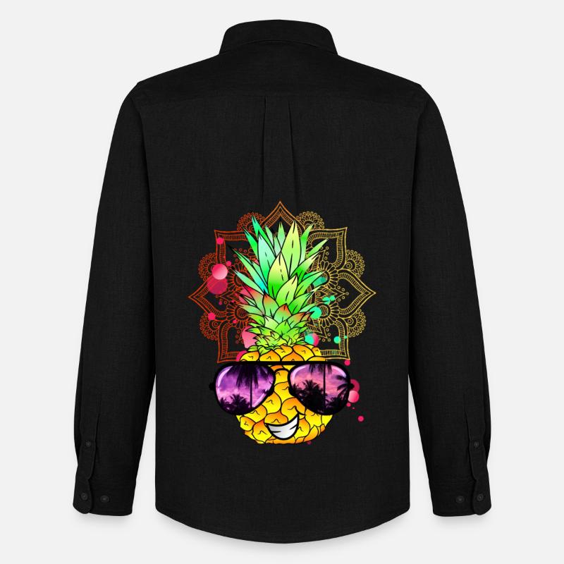 Ananas Mandala - Männer Oxford Hemd von Stanley/Stella - Schwarz
