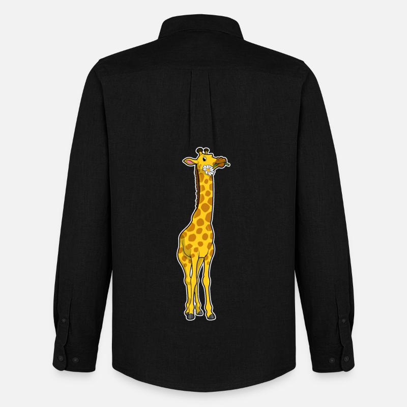 Giraffe mit Gänseblümchen - Männer Oxford Hemd von Stanley/Stella - Schwarz