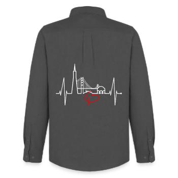 San Francisco Skyline Heartbeat California USA - Men's Oxford Shirt by Stanley/Stella - anthracite - Back - AI Model Male 185 dark (185cm)