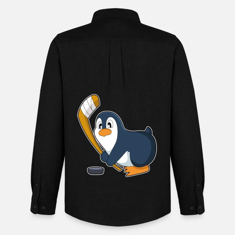 Pinguin Eishockey Eishockeyschläger - Männer Oxford Hemd von Stanley/Stella - Schwarz