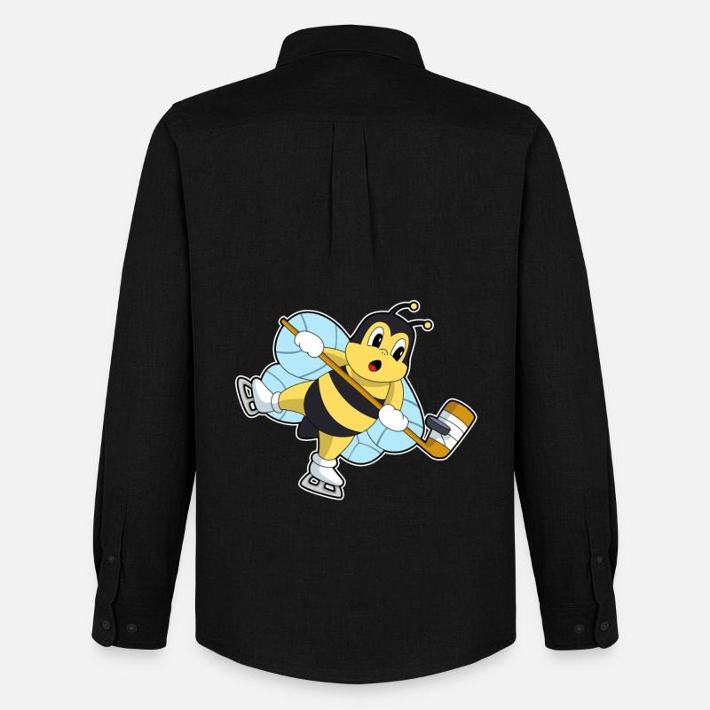 Biene Eishockey Eishockeyschläger - Männer Oxford Hemd von Stanley/Stella - Schwarz