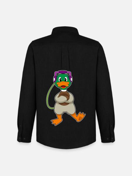 Duck Headphone Music - Men's Oxford Shirt by Stanley/Stella - black