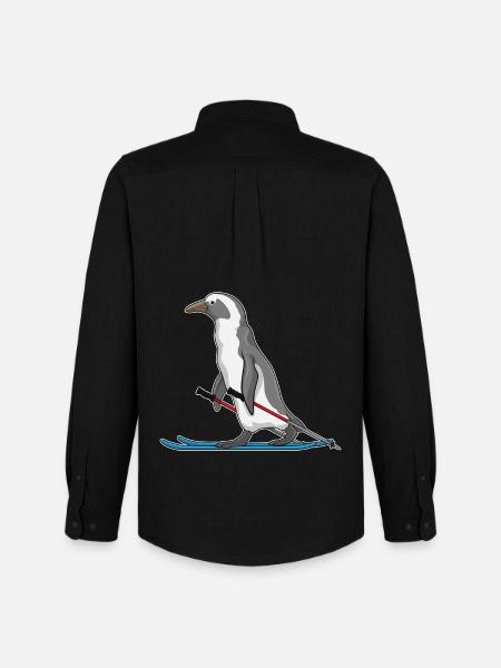 Penguin Skier Ski - Men's Oxford Shirt by Stanley/Stella - black
