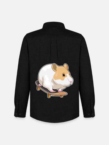 Hamster Skater Skateboard - Men's Oxford Shirt by Stanley/Stella - black