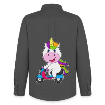 Scooter Licorne - Chemise Oxford homme Stanley/Stella - charbon - Dos - AI Model Male 185 dark (185cm)