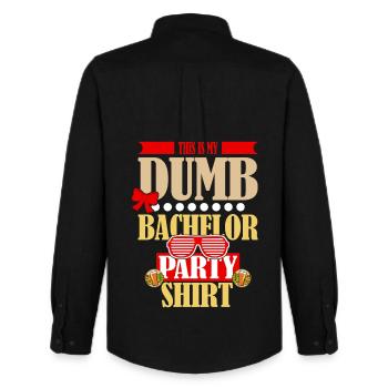 Funny "Dumb Bachelor Party" Saying Motif - Men's Oxford Shirt by Stanley/Stella - black - Back - AI Model Male 185 dark (185cm)