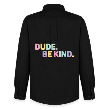 Dude Be Kind No Bullying - Chemise Oxford homme Stanley/Stella - noir - Dos - AI Model Male 185 dark (185cm)