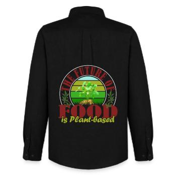 Die Zukunft ist Pflanzen Basis! Vegan Vegetarier - Männer Oxford Hemd von Stanley/Stella - Schwarz - Hinten - AI Model Male 185 dark (185cm)