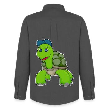 École Turtle Student Cap - Chemise Oxford homme Stanley/Stella - charbon - Dos - AI Model Male 185 dark (185cm)