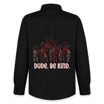 Dude Be Kind No Bullying - Chemise Oxford homme Stanley/Stella - noir - Dos - AI Model Male 185 dark (185cm)