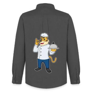 Cuisinier tigre servant la cuisine de cloches - Chemise Oxford homme Stanley/Stella - charbon - Dos - AI Model Male 185 dark (185cm)