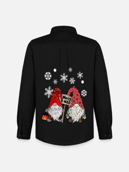 Gnome Christmas Elves with Snowflakes - Men's Oxford Shirt by Stanley/Stella - black