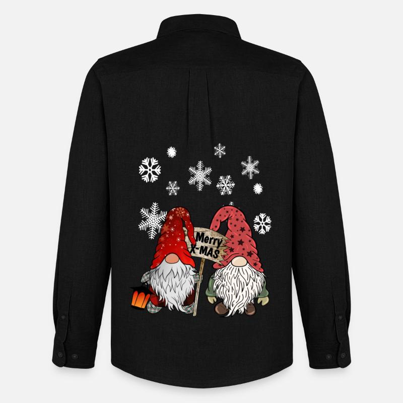 Gnom Weihnachts Wichtel mit Schneeflocken - Männer Oxford Hemd von Stanley/Stella - Schwarz