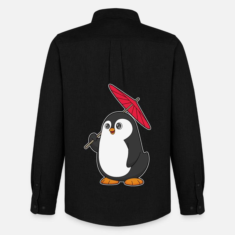 Pinguin Regenschirm - Männer Oxford Hemd von Stanley/Stella - Schwarz