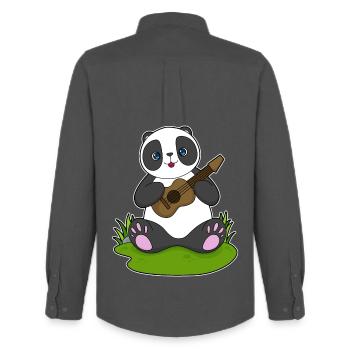 Panda Musicien Guitare Musique - Chemise Oxford homme Stanley/Stella - charbon - Dos - AI Model Male 185 dark (185cm)