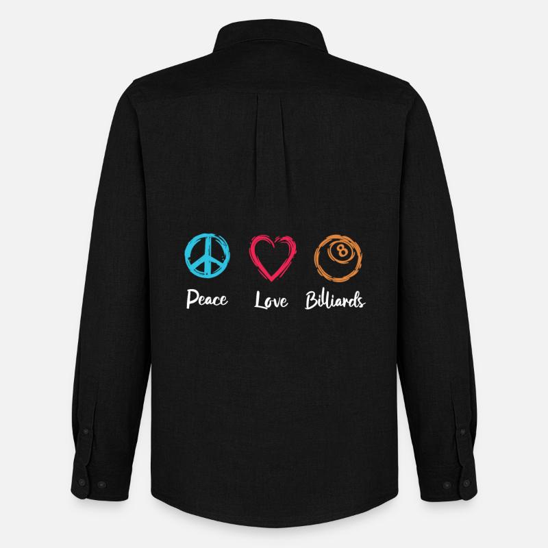 Peace Love Billiards - Männer Oxford Hemd von Stanley/Stella - Schwarz