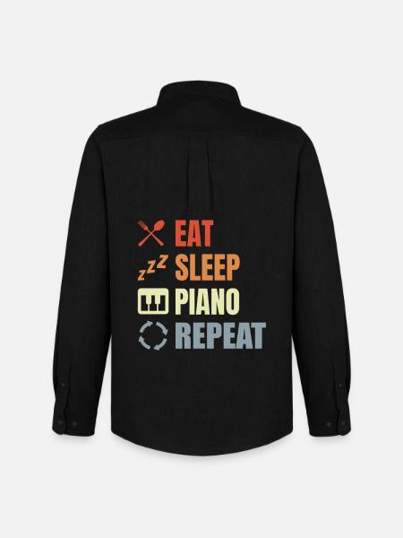 Eating Sleeping Piano Repeat - Men's Oxford Shirt by Stanley/Stella - black