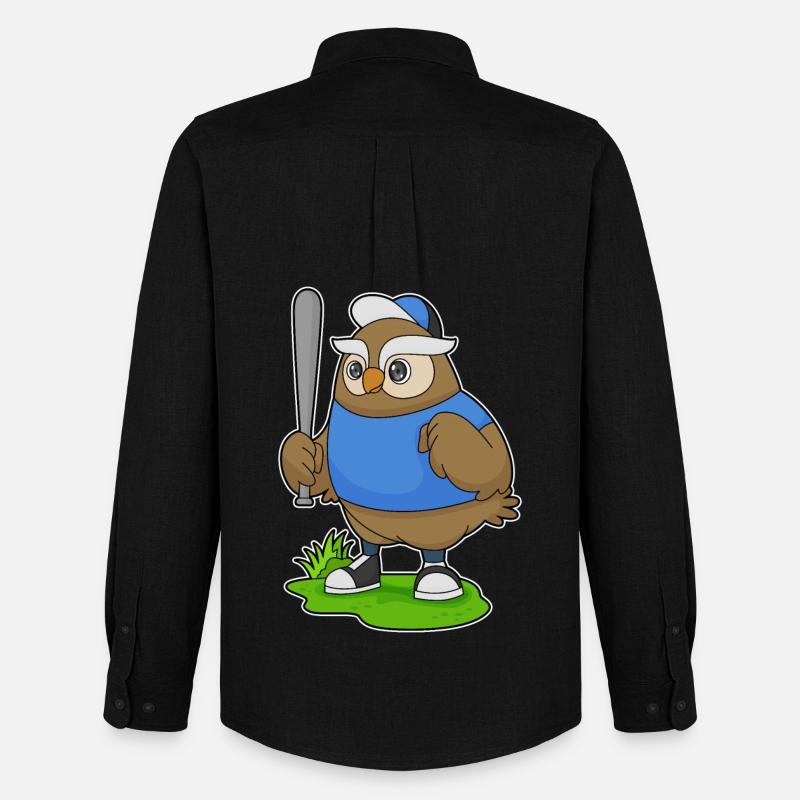 Eule Baseball Baseballschläger - Männer Oxford Hemd von Stanley/Stella - Schwarz