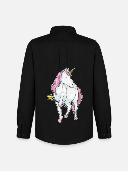 Einhorn Zauberer Zauberstab - Männer Oxford Hemd von Stanley/Stella - Schwarz