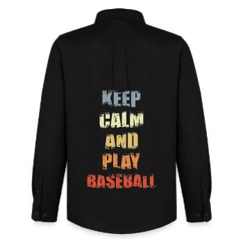 Baseballspruch - Männer Oxford Hemd von Stanley/Stella - Schwarz - Hinten - AI Model Male 185 dark (185cm)
