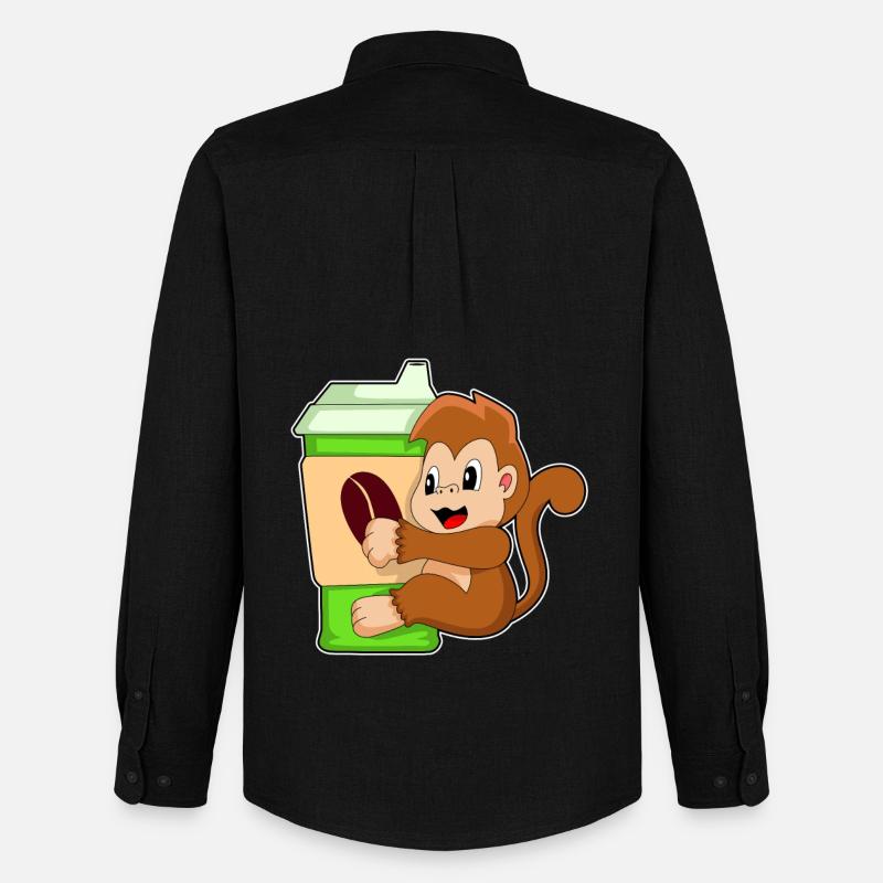 Affe Kaffee Becher - Männer Oxford Hemd von Stanley/Stella - Schwarz