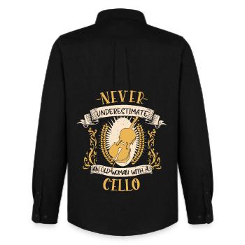 Cello Musician String Instrument Gift - Men's Oxford Shirt by Stanley/Stella - black - Back - AI Model Male 185 dark (185cm)