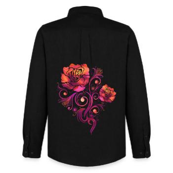 Fleurs Heureuses Aquarelle Roses - Chemise Oxford homme Stanley/Stella - noir - Dos - AI Model Male 185 dark (185cm)