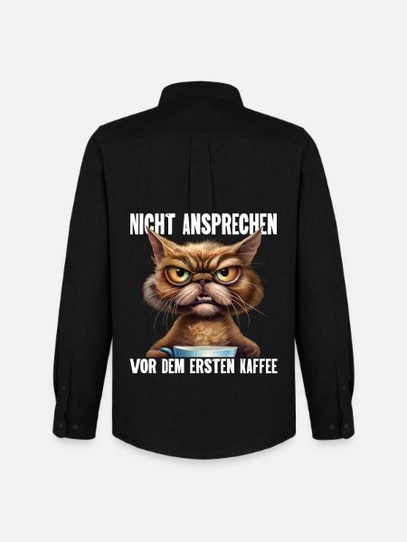 Katze Kaffee Lustige Sprüche - Männer Oxford Hemd von Stanley/Stella - Schwarz