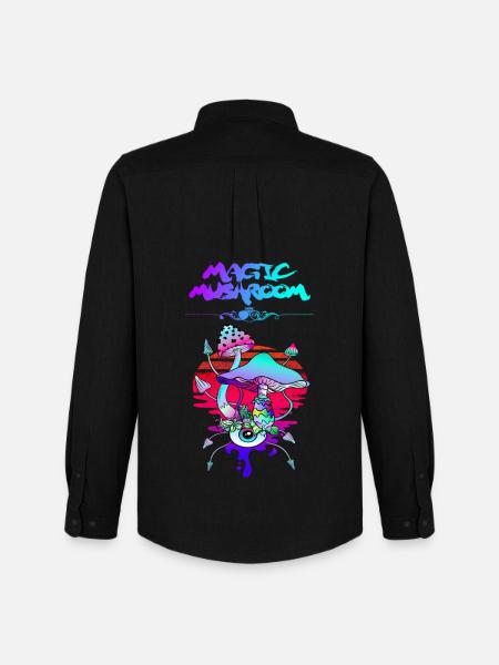 Magic Mushroom Sunset - Men's Oxford Shirt by Stanley/Stella - black