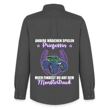 Monstertruck Mädchen Fahrerin Auto Motorsport - Männer Oxford Hemd von Stanley/Stella - Anthrazit - Hinten - AI Model Male 185 dark (185cm)