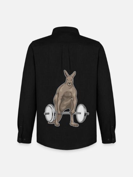 Kangaroo Bodybuilder Barbell Bodybuilding - Men's Oxford Shirt by Stanley/Stella - black