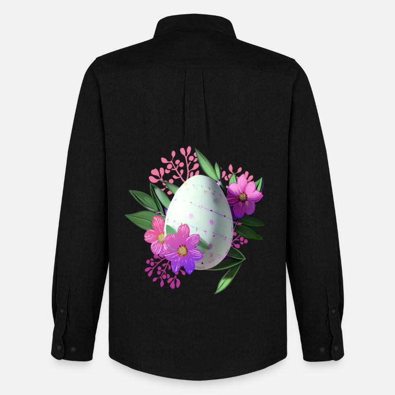 Blumen Osterei Floral - Männer Oxford Hemd von Stanley/Stella - Schwarz