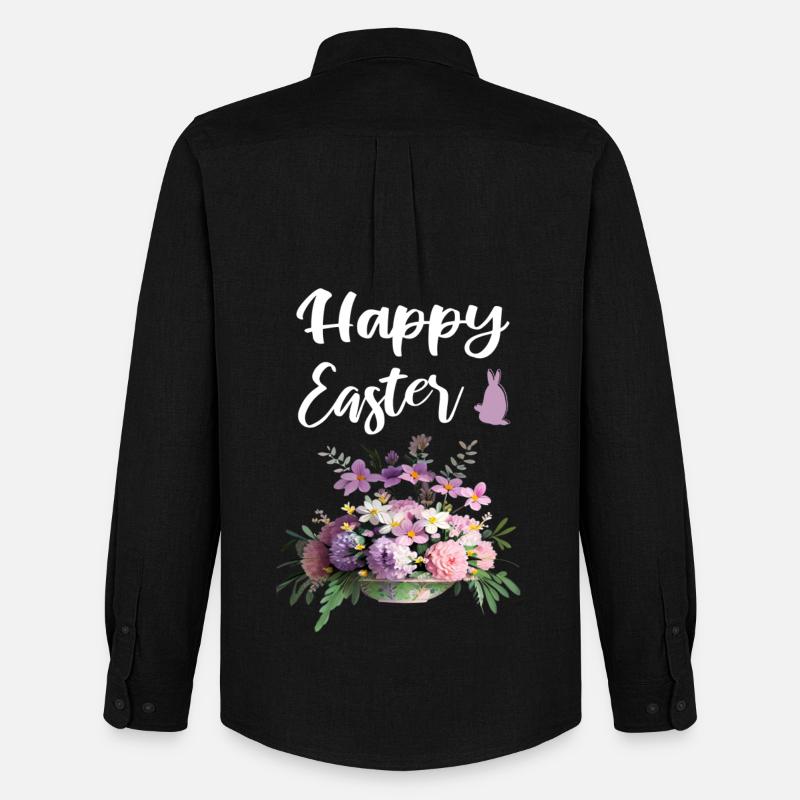Happy Easter Floral - Männer Oxford Hemd von Stanley/Stella - Schwarz