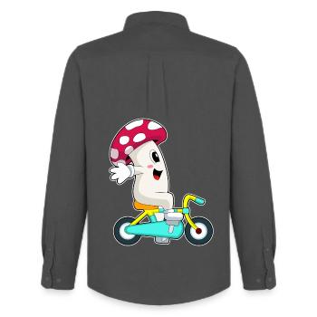 Pilz Fahrrad - Männer Oxford Hemd von Stanley/Stella - Anthrazit - Hinten - AI Model Male 185 dark (185cm)