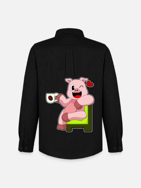 Pig cup of coffee - Men's Oxford Shirt by Stanley/Stella - black