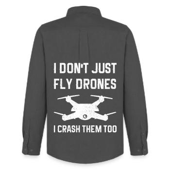 I Don't Just Fly Drones I Crash Them Too - Men's Oxford Shirt by Stanley/Stella - anthracite - Back - AI Model Male 185 dark (185cm)