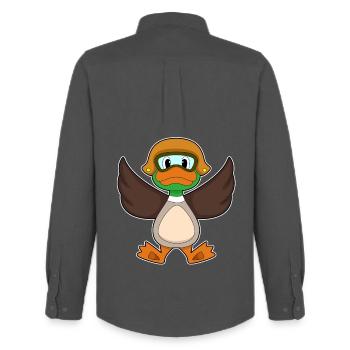 Ente Pilot Pilotenmütze - Männer Oxford Hemd von Stanley/Stella - Anthrazit - Hinten - AI Model Male 185 dark (185cm)