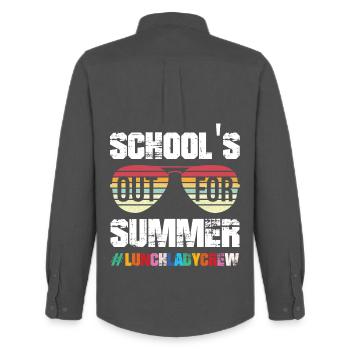 Schools Out For Summer Lunch Lady Crew Vibes - Männer Oxford Hemd von Stanley/Stella - Anthrazit - Hinten - AI Model Male 185 dark (185cm)